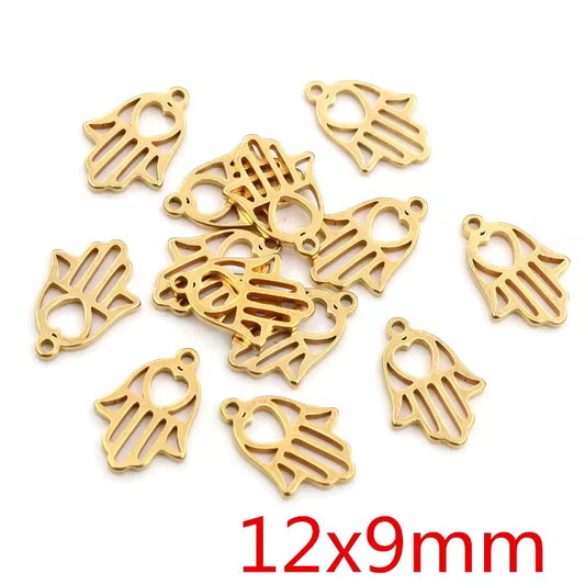 SS 2606 Hamsa Hand charm 18k Gold plated stainless steel ( 1 piece ) Anti tarnish