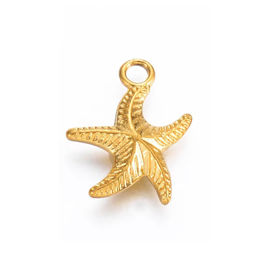 SS 2609 Star fish charm 18k Gold plated stainless steel ( 1 piece ) Anti tarnish