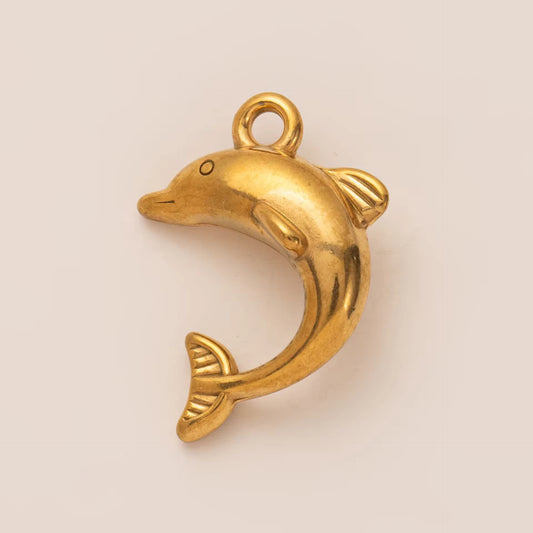 SS 2610 Dolphin charm 18k Gold plated stainless steel ( 1 piece ) Anti tarnish