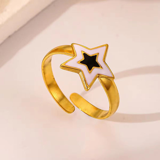 SJ 473- Heart Ring adjustable -18k Gold PVD plated stainless steel - Anti tarnish