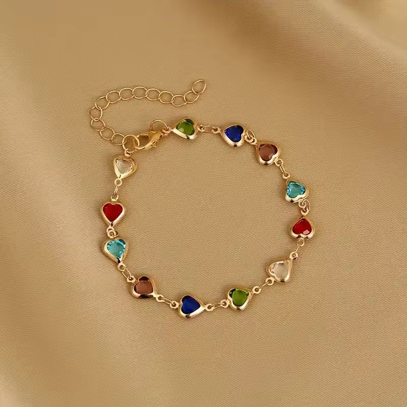 SJ 479-Cubic Heart 18k gold plated Brass Bracelet -18k Gold PVD plated Brass - Anti tarnish