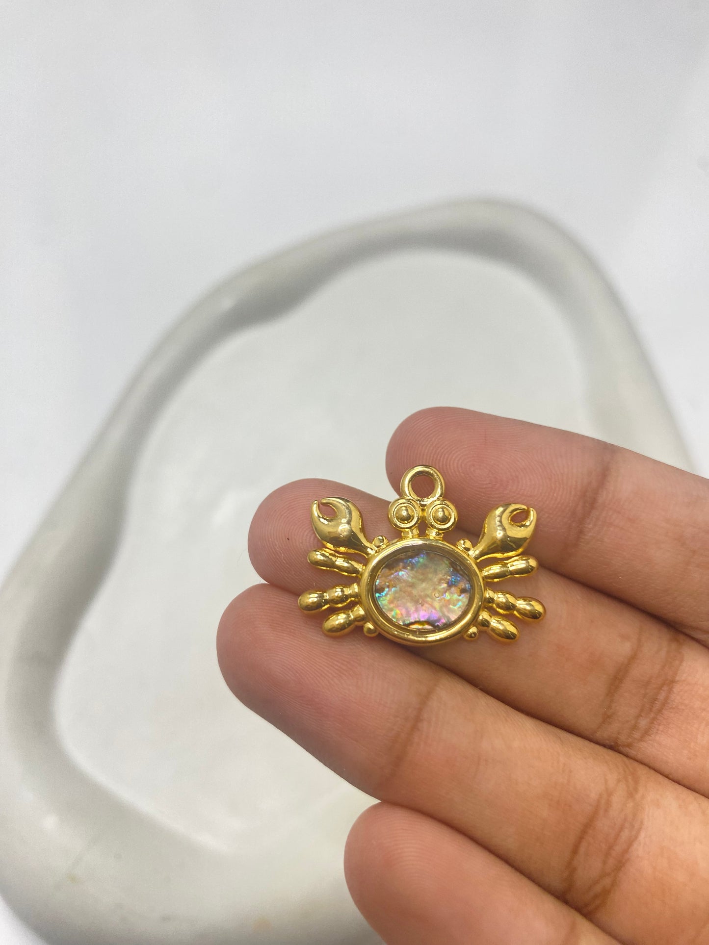 SS 2633 Crab Enamel charm 18k Gold plated stainless steel ( 1 piece ) Anti tarnish