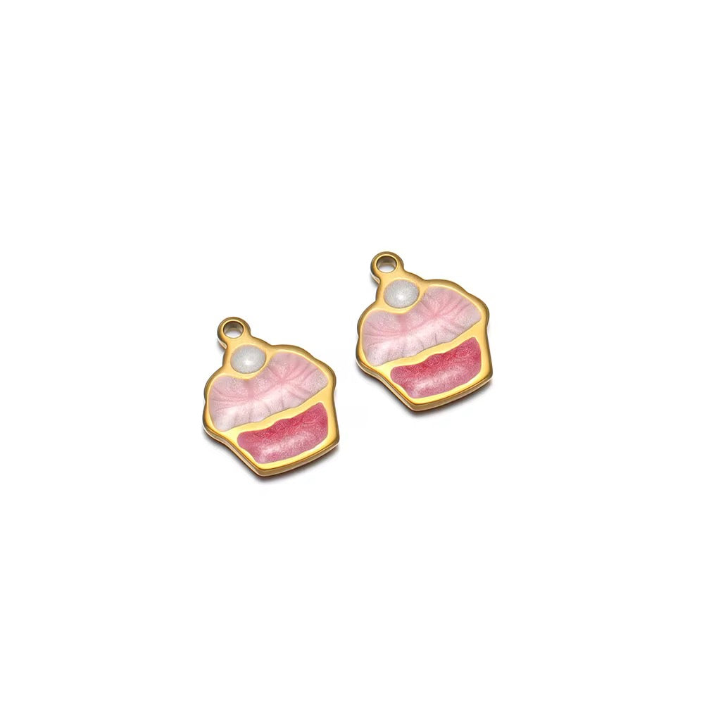 SS 1235 Cupcake Charm 18k Gold PVD plated 316 stainless steel ( 1 pc ) Anti tarnish ( 10:12 mm )