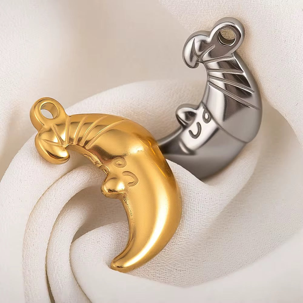 SS 1244 Moon Charm 18K Gold PVD plated 316 stainless steel ( 1 piece ) Anti tarnish ( 21 mm )