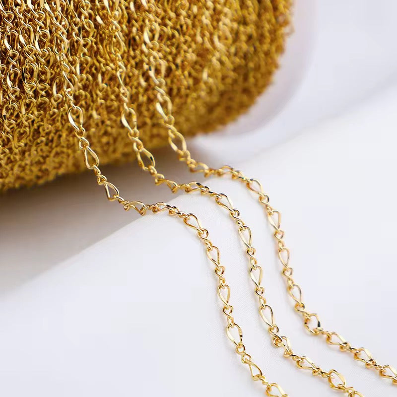 CN 188 2.2 mm 14k figaro gold plated chain - per feet - Anti tarnish