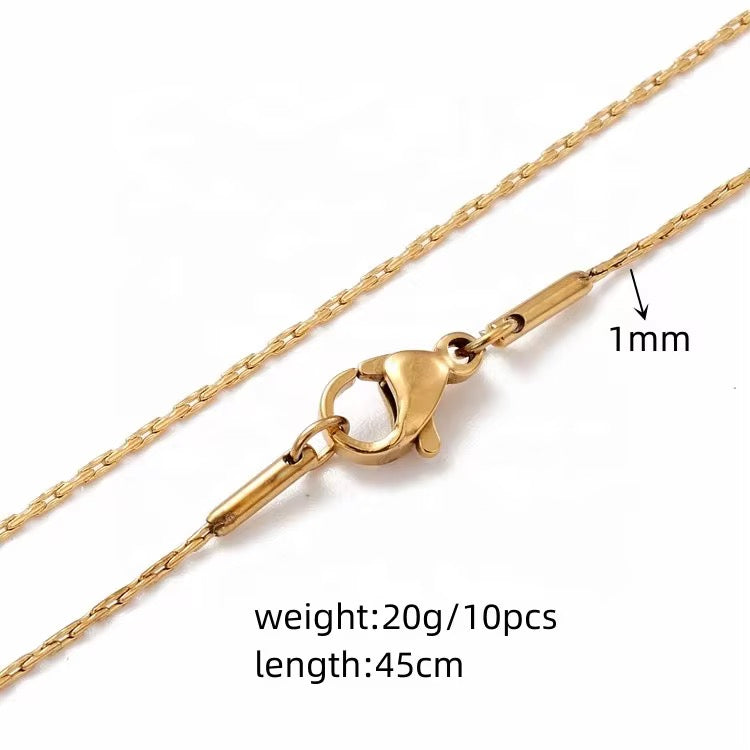 RC 59 Delicate Ready made chain 18k Gold PVD plated 316 Stainless steel ( 1 pc ) Anti tarnish ( 1 mm )