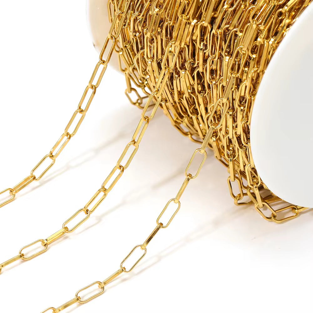 CN 27 Big Oval link chain 18k gold PVD plated stainless steel (1 Feet ) Anti tarnish