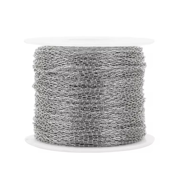 CN 31 Daintiest Paper clip chain silver PVD plated stainless steel (1 Feet ) Anti tarnish