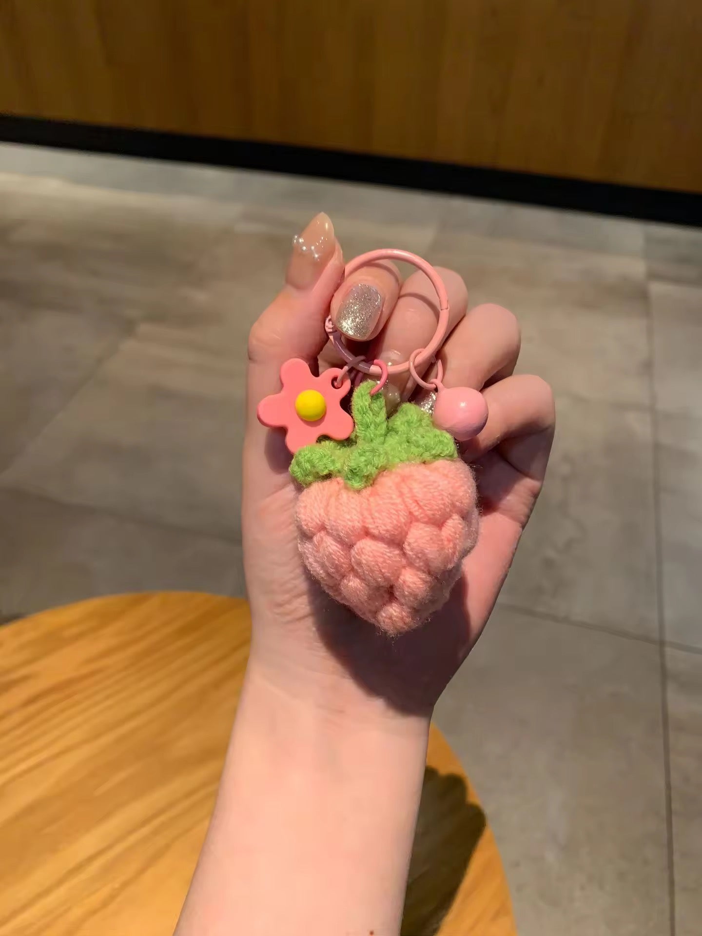 PK 139 Pink Strawberry 3D Plush Toy Keychain ( 1 pc ) Imported Premium Quality