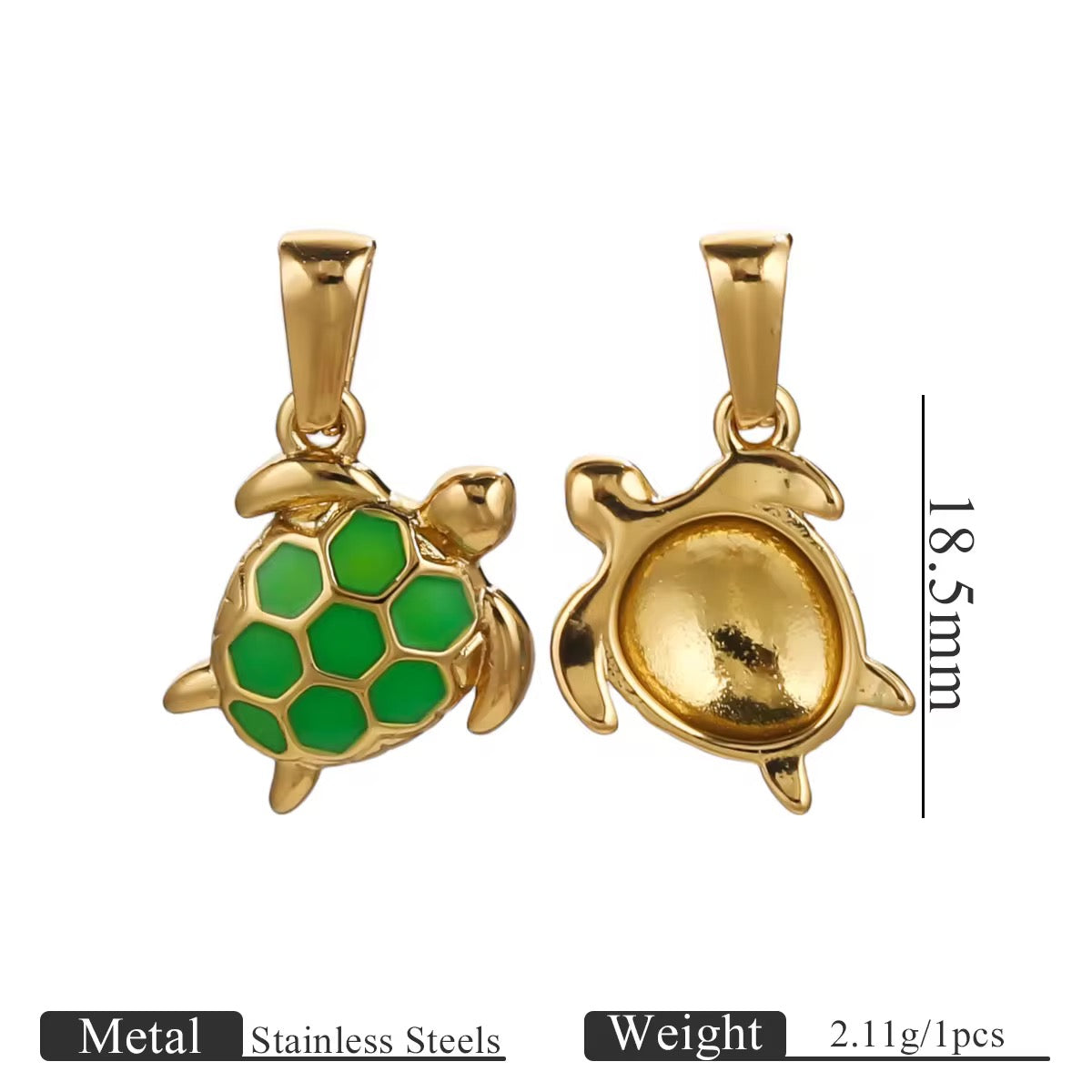 SS 2700 Turtle Pendant charm 18k Gold plated 316 stainless steel ( 1 pc ) Anti tarnish