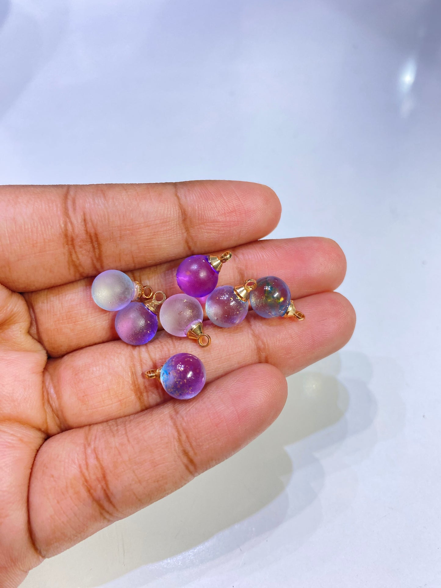 GB 1023 - purple Czech glitter round glass beads - per piece