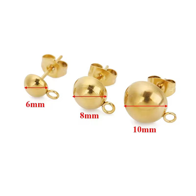 SS 2202 Ball Half stud ( 2 pc ) Silver PVD