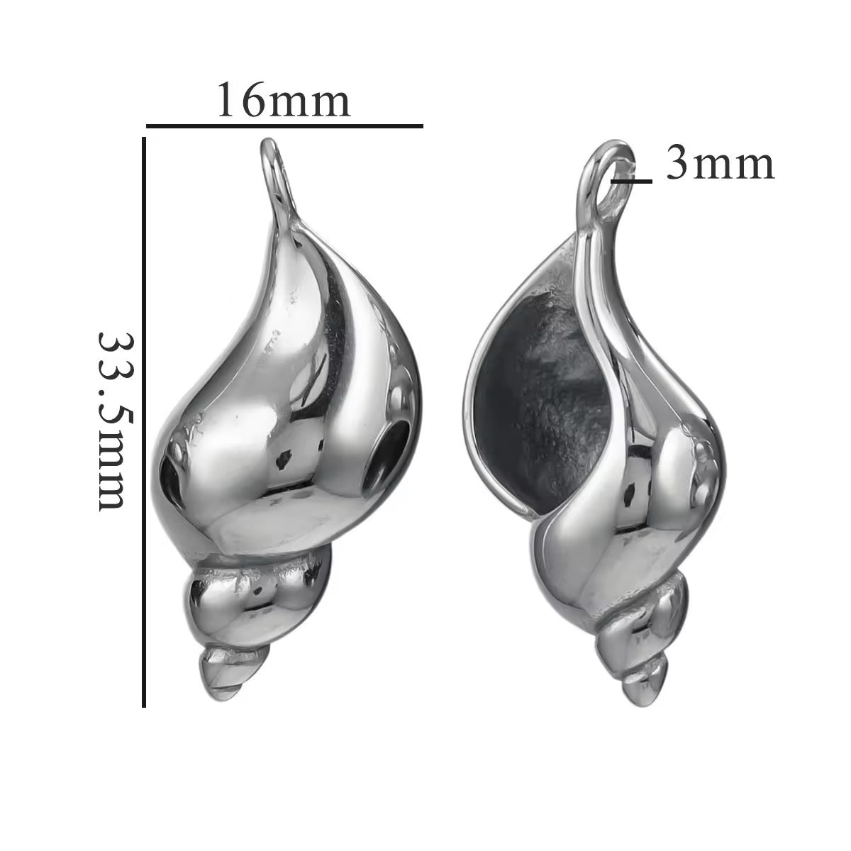 SS 2725 Conch Charm Silver plated 316 stainless steel ( 1 pc ) Anti tarnish