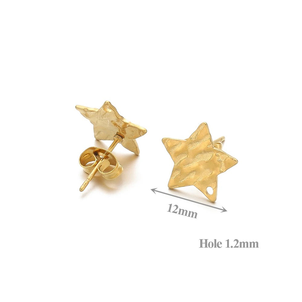 SS 2011 Star Stud 18k gold PVD plated 316 stainless steel ( 2 pc ) anti tarnish