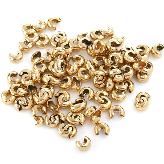 SS 2027  Crimp Cover 18k gold PVD plated stainless steel ( 1 pc ) Anti tarnish