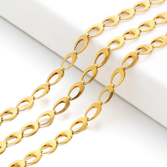 CN 248 Double layered waterdrop 18k gold PVD plated 316 Stainless steel chain ( 1 feet ) Anti tarnish