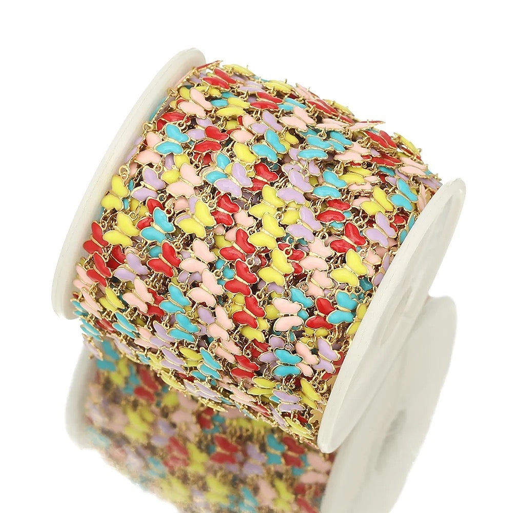 CN 249 Butterfly enamel gold Stainless steel chain - per feet - Anti tarnish