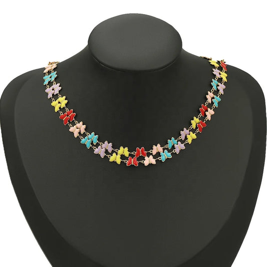 CN 249 Butterfly enamel gold Stainless steel chain - per feet - Anti tarnish