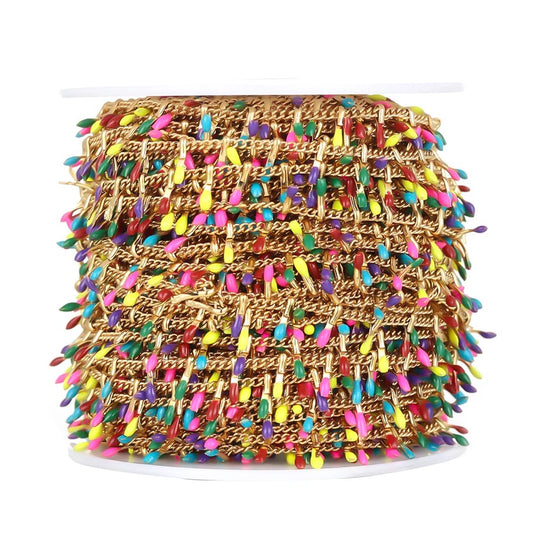 CN 253 Colourful 1 dripping oil gold Stainless steel chain - per feet - Anti tarnish