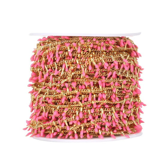CN 255 Rose red dripping oil gold Stainless steel chain - per feet - Anti tarnish