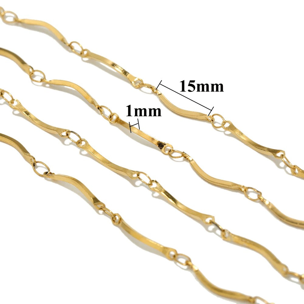 CN 52 Bend chain 18k gold PVD plated Stainless steel chain ( 1 feet ) Anti tarnish