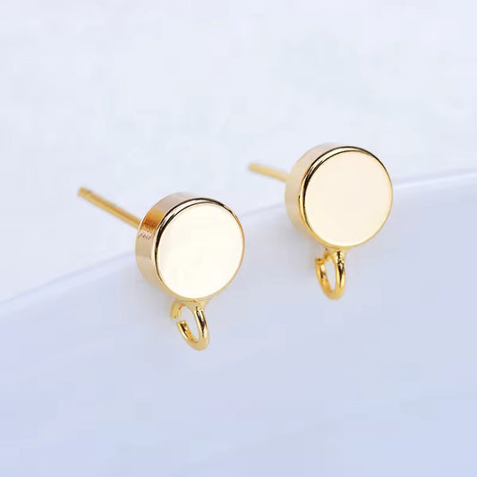 SS 3205 Tiny 14k gold plated round stud ( 2 pc ) Anti tarnish