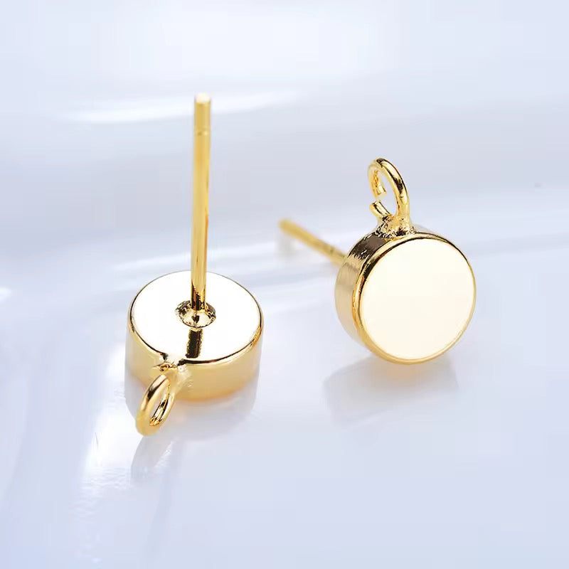 SS 3205 Tiny 14k gold plated round stud ( 2 pc ) Anti tarnish