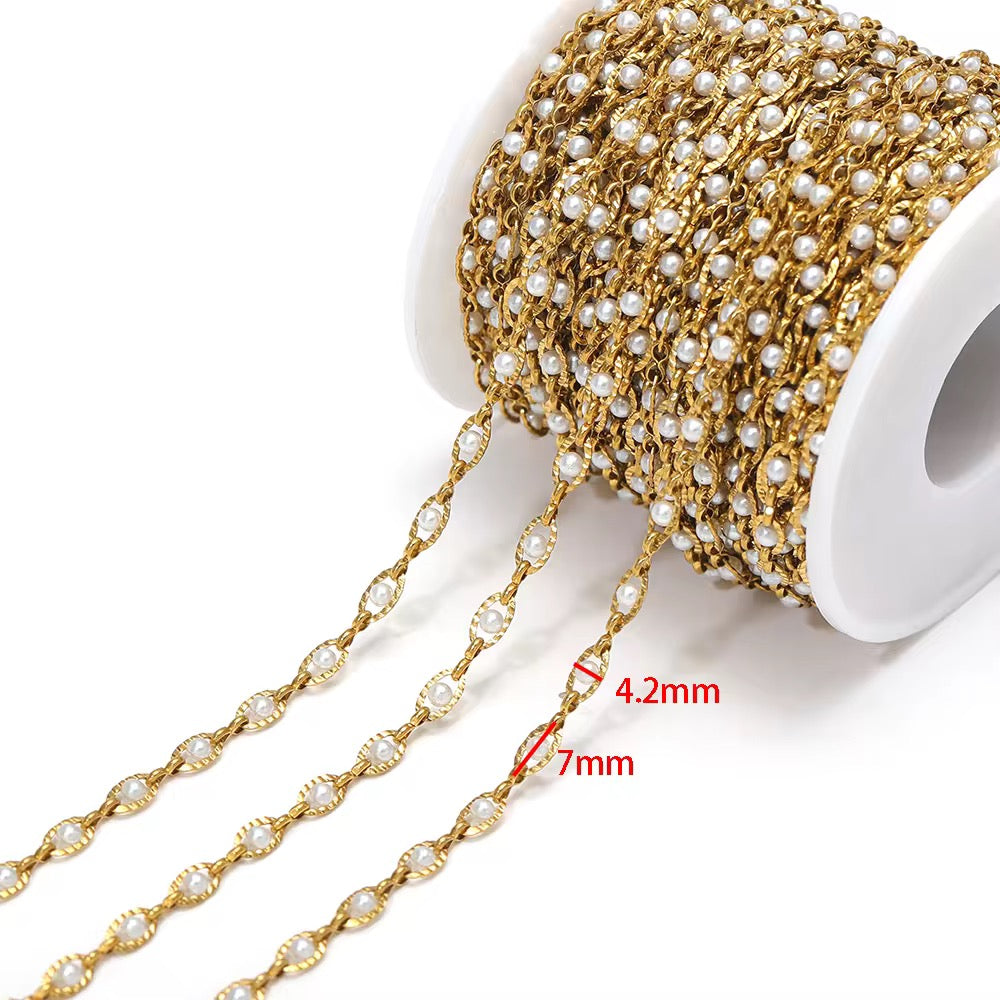 DIYS187 Evil Eye Textured Chain ( 1 feet ) 18k Gold PVD