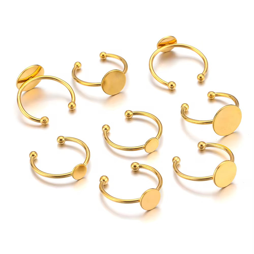 SS 2789 Blank Flat Ring Bezel ( 1 pc ) 18k Gold PVD