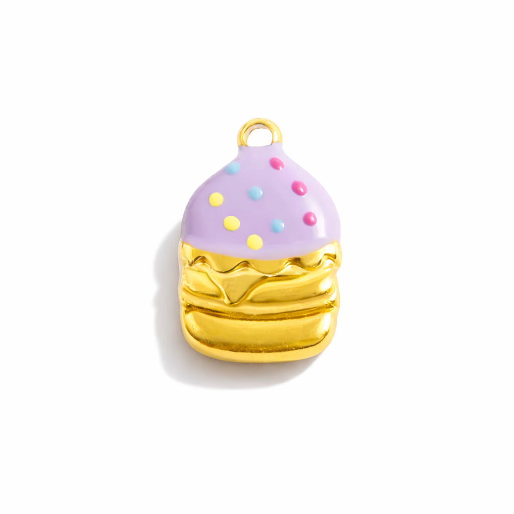 SC01B Burger charm 18k Gold PVD plated 316 stainless steel ( 1 pc ) Anti tarnish ( 15*10 mm )