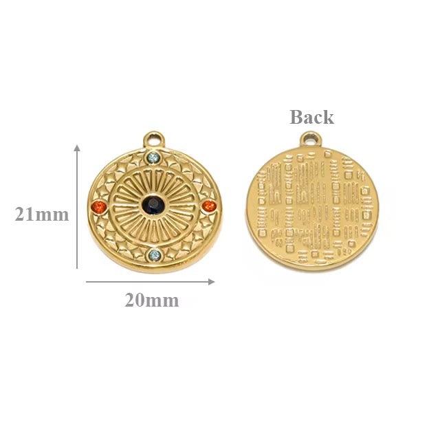 SS 2174 Zircon vintage Stainless steel charm ( 1 pc ) Anti tarnish