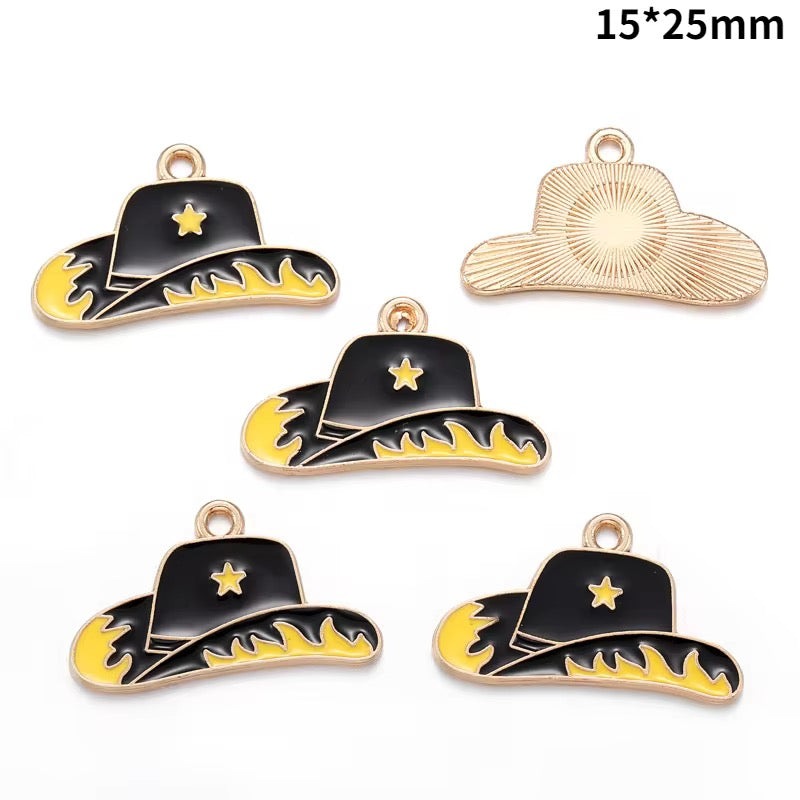 EC07S Cowboy Hat Enamel Charm ( 1 pc ) High Quality Shine