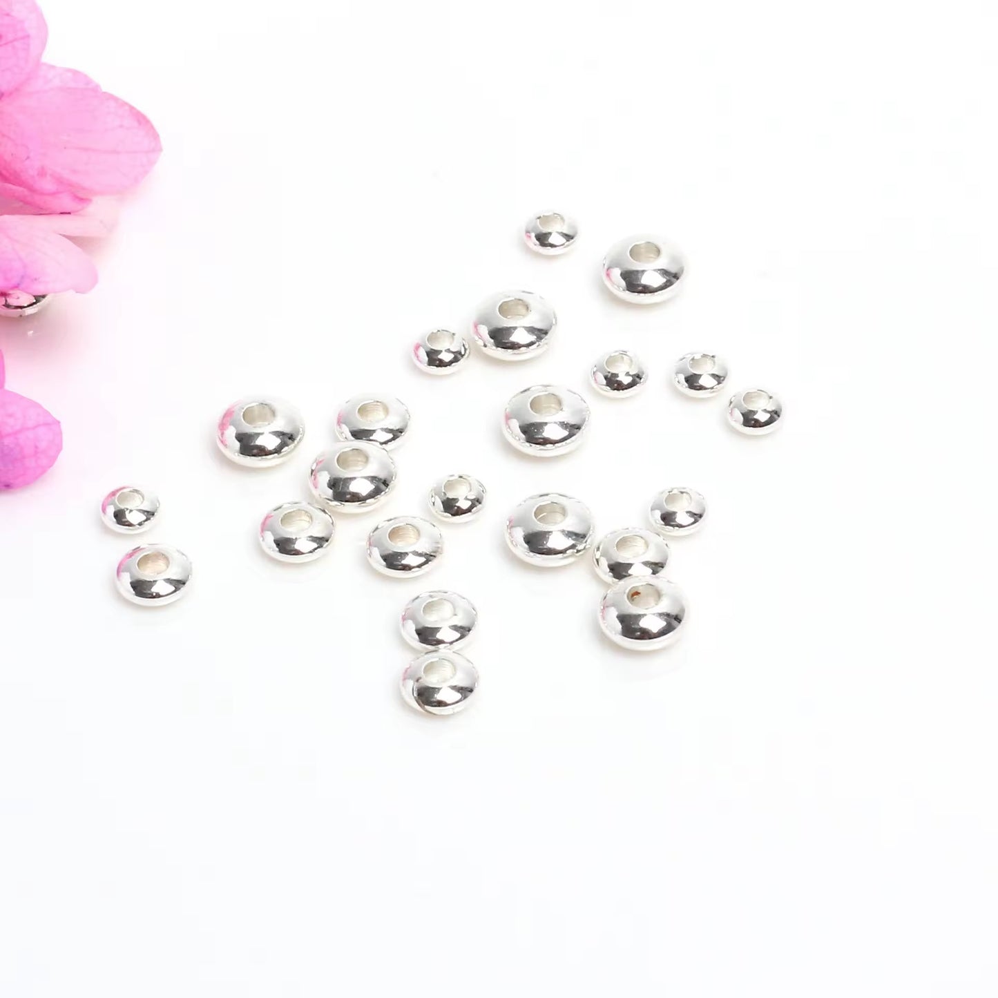 SS 2799 Saucer Round Spacer bead Silver plated ( 1 pc ) Anti tarnish ( 4 mm )