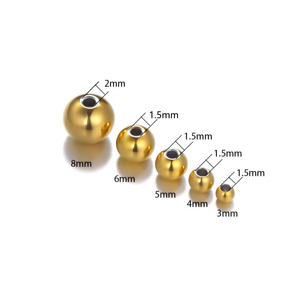 SS 2827 Round Spacer Bead 18k Gold PVD plated stainless steel ( 1 pc ) anti tarnish