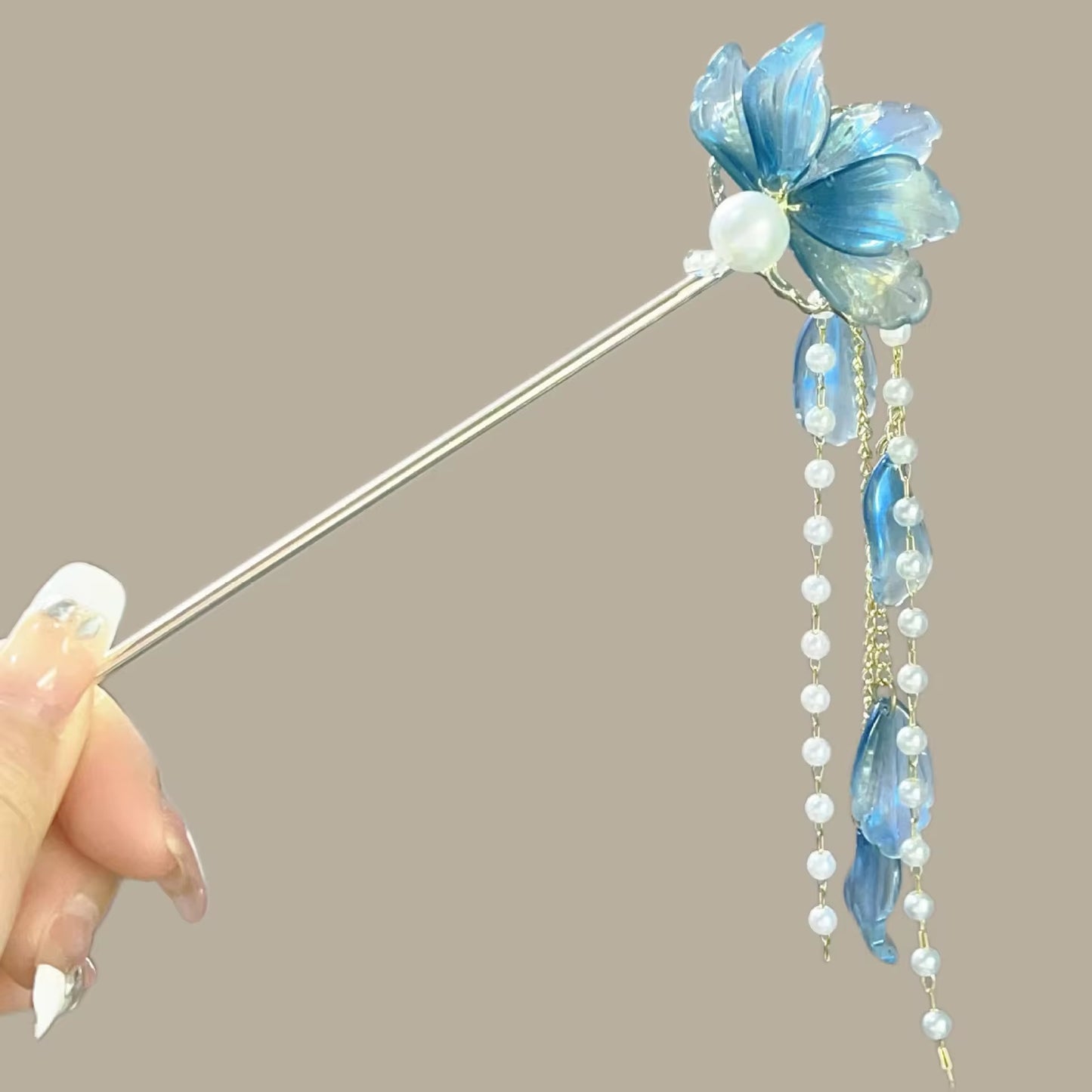 HA 49 Floral Vintage Hair Stick with Dangling Tassel Drop - Retro korean Style ( 1 pc )