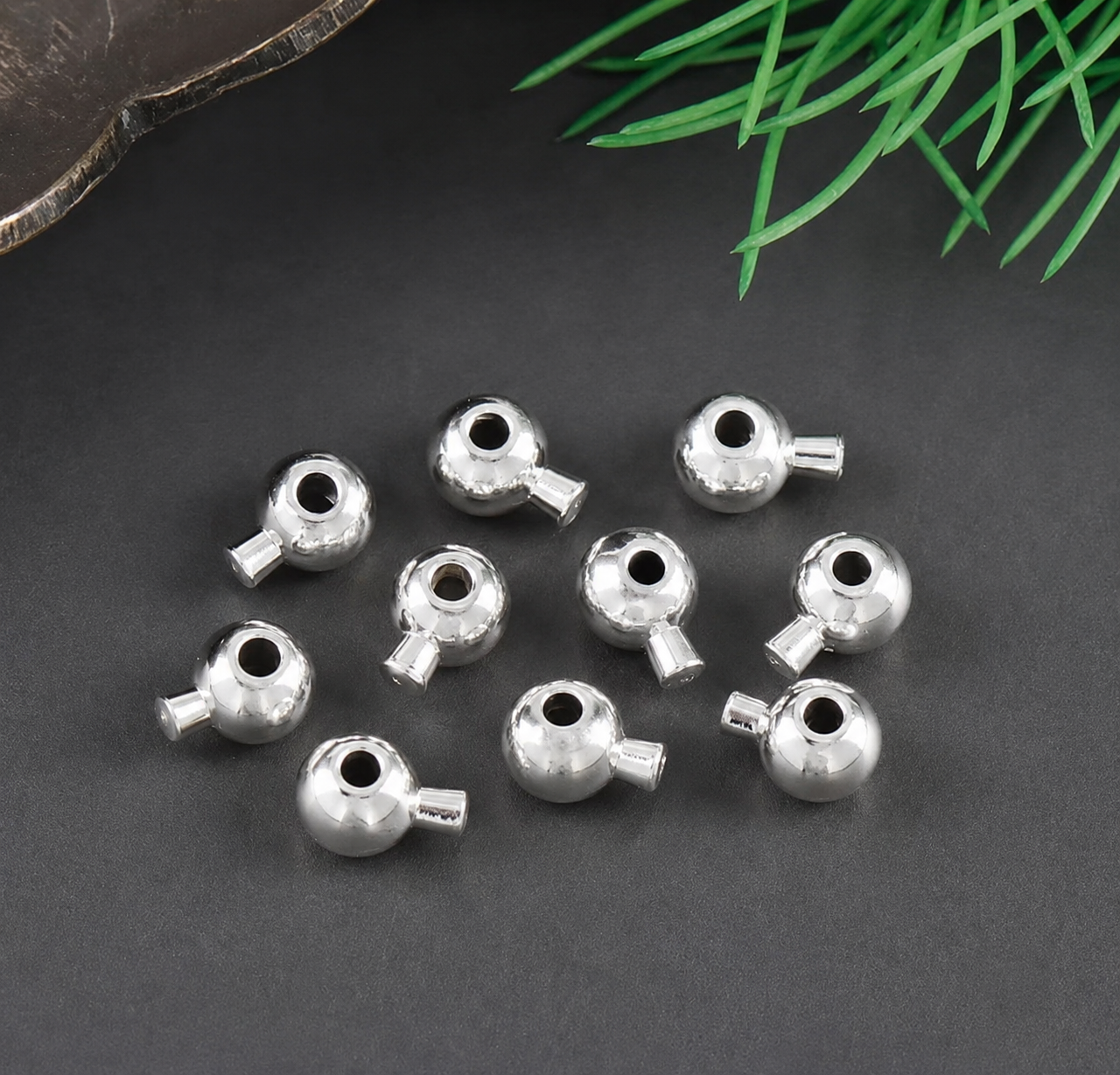 SS 2967 Chain End Locker Crimp Rhodium plated ( 1 pc ) Anti tarnish