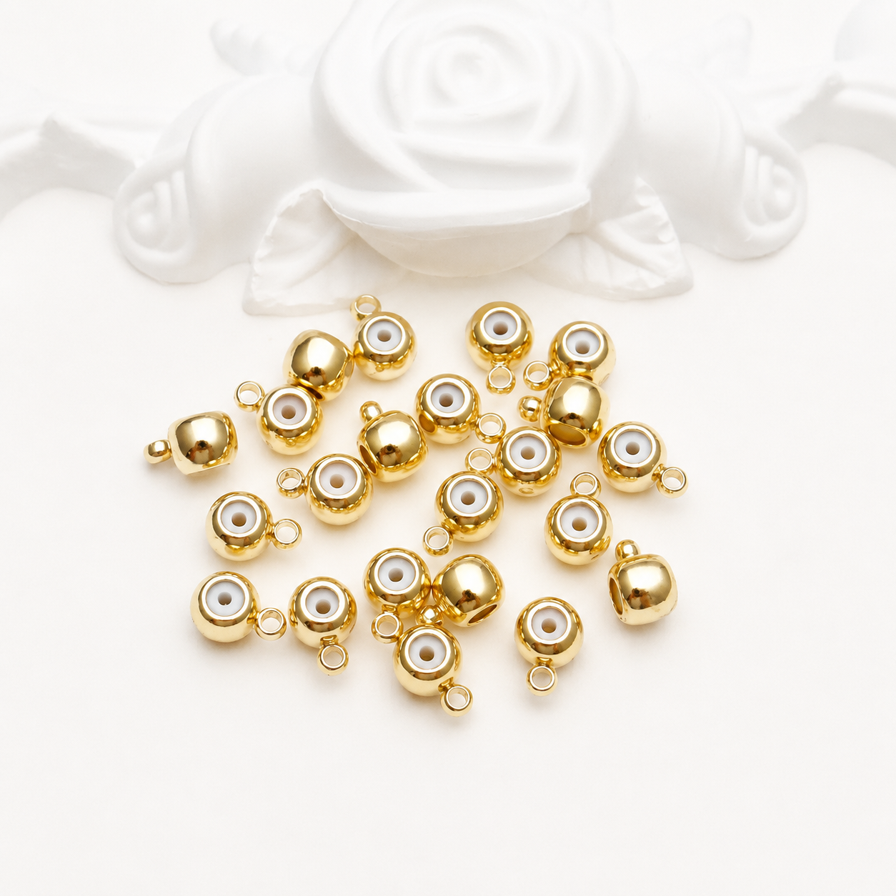 SS 3005 Positioning Spacer bead with silicone stopper and loop ( 1 pc ) 14k Gold