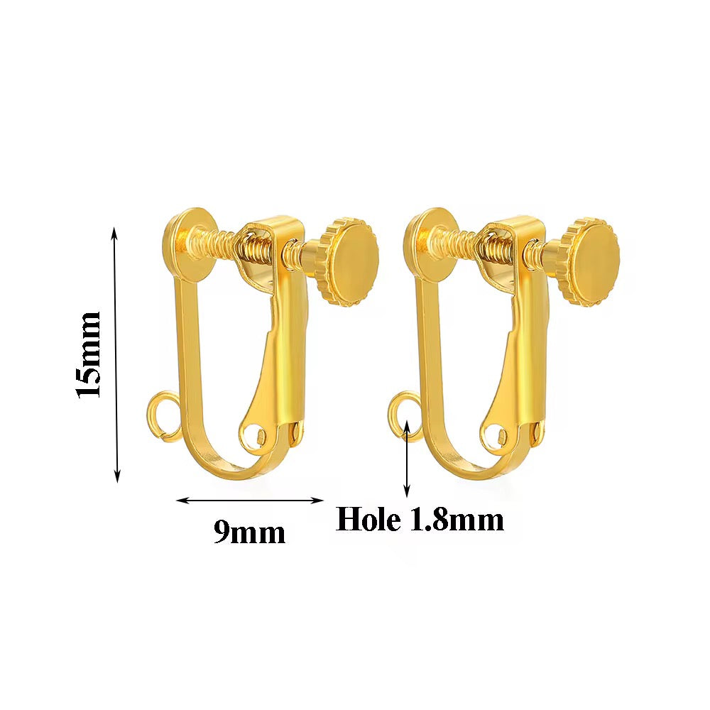 SS 593 Clip On Earrings 18k gold PVD plated 316 stainless steel ( 2 pc ) anti tarnish