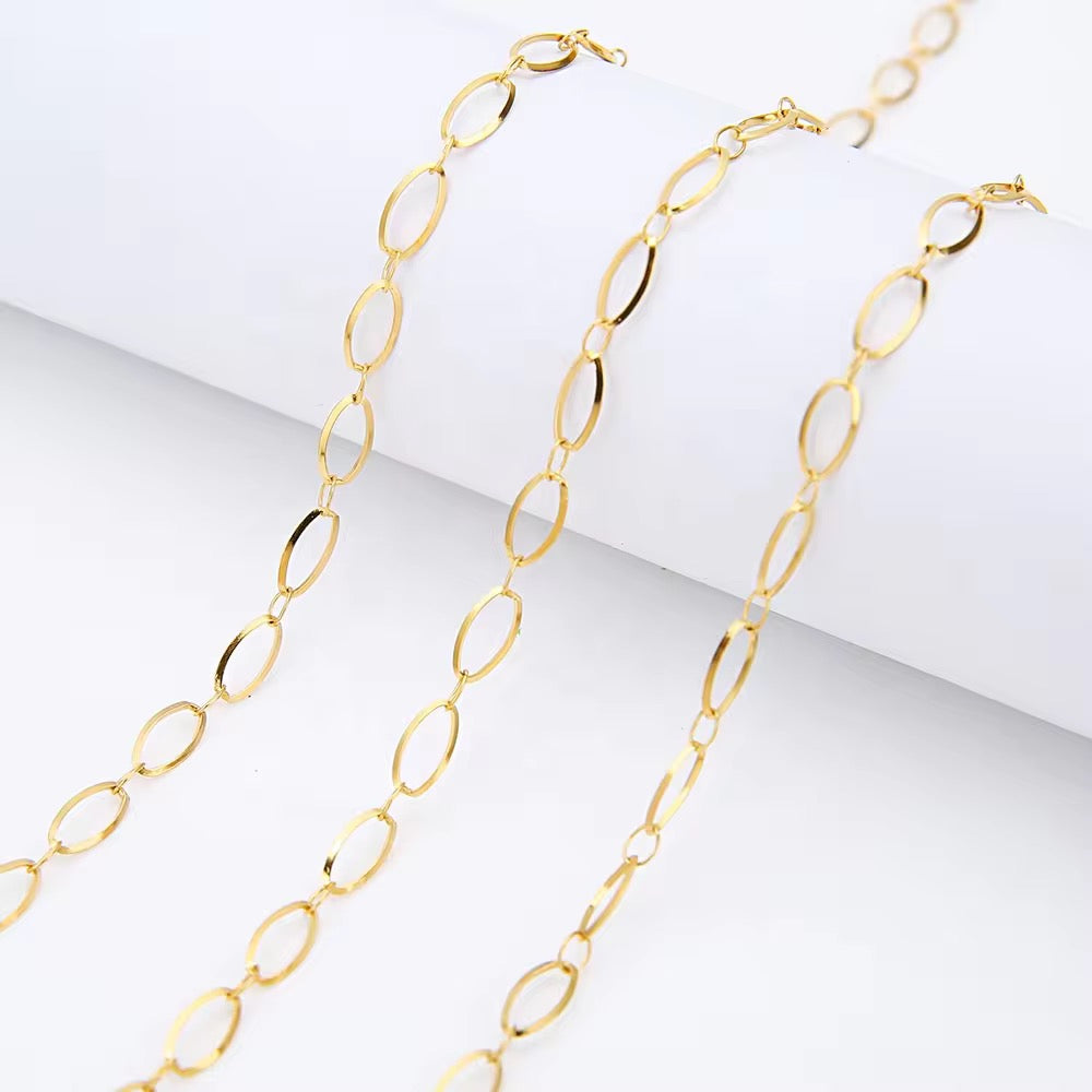CN 95 Oval link Chain Silver Stainless steel ( 1 Feet ) Anti tarnish