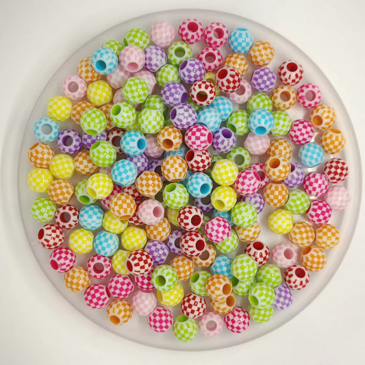 BBB 381 Checked Round Bead ( 1 pc ) Shiny Acrylic ( 12mm )