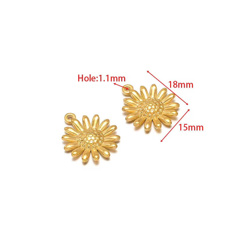 SS 2853 Sunflower charm 18K Gold plated stainless steel ( 1 piece ) Anti tarnish