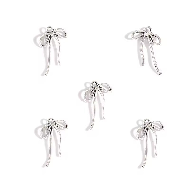 BBB 392 (b) Bow Silver metal Charm ( 1 pc ) High Quality Shine