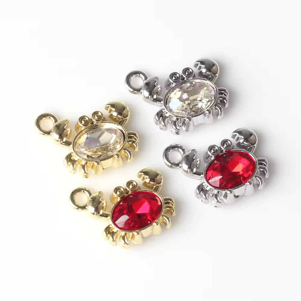 SS 2270 Red crab tiny 14k gold plated Alloy charm ( 1 pc ) Tarnish resistant ( 10 mm )