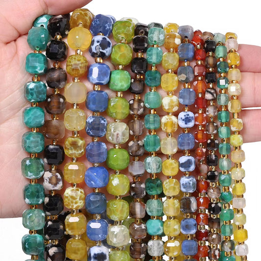 GB06 Cubic Agate stone bead - Natural Gemstone Bead ( 1 pc ) AAA Quality