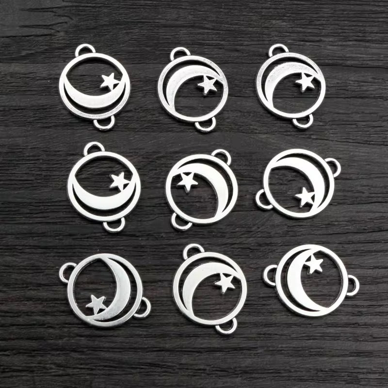 MC01F Star Moon Connector Metal Charm ( 1 pc ) High Quality Shine