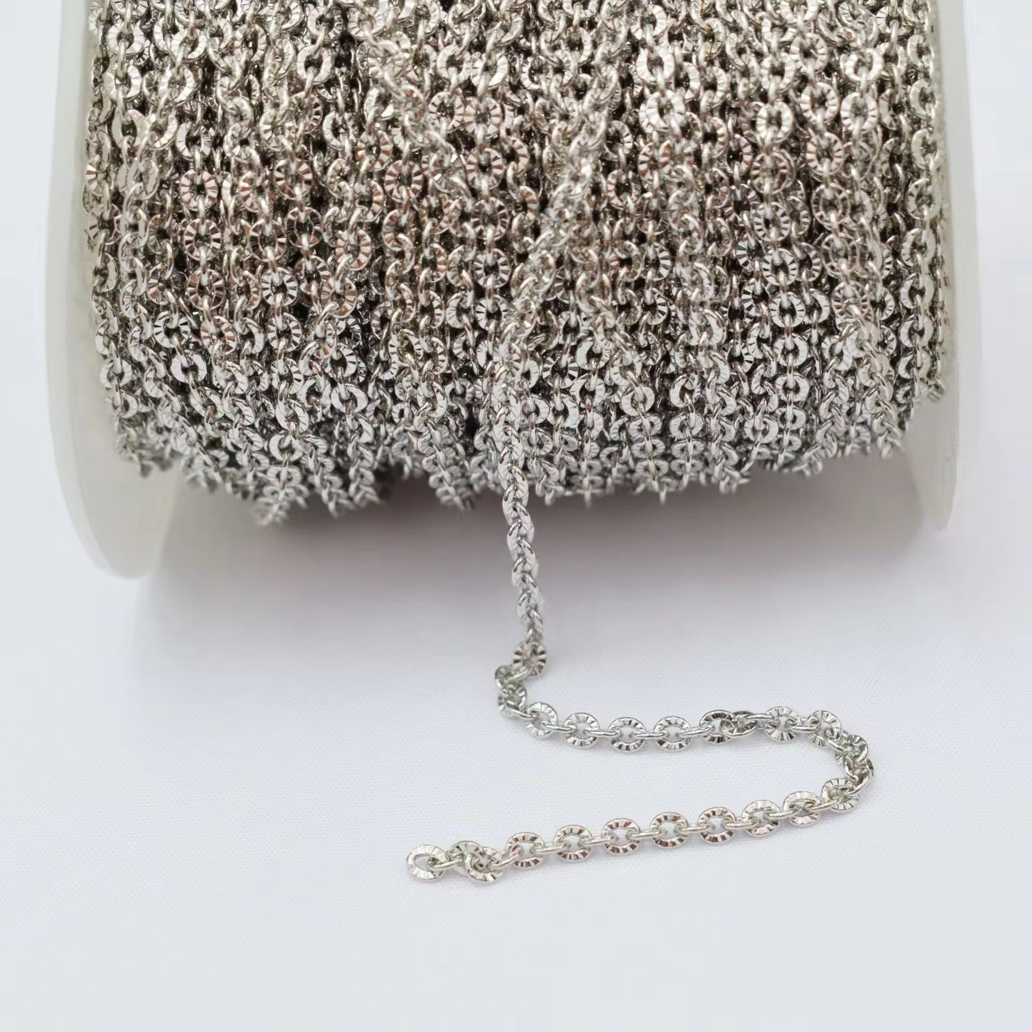 CN 376 Embossed chain Silver plated ( 1 feet ) Anti tarnish