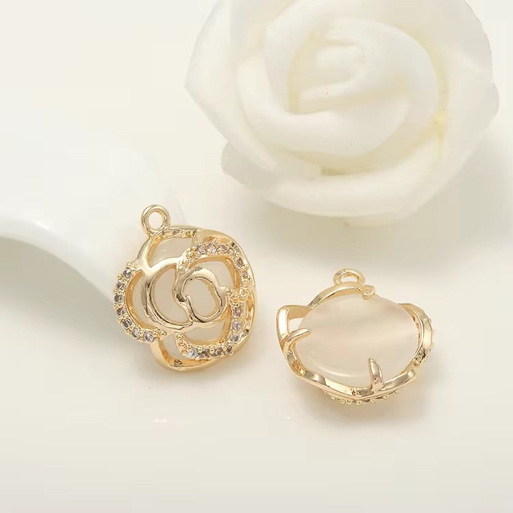 CZ 2280 Rose Zircon 18k gold plated charm ( 1 pc ) - anti tarnish