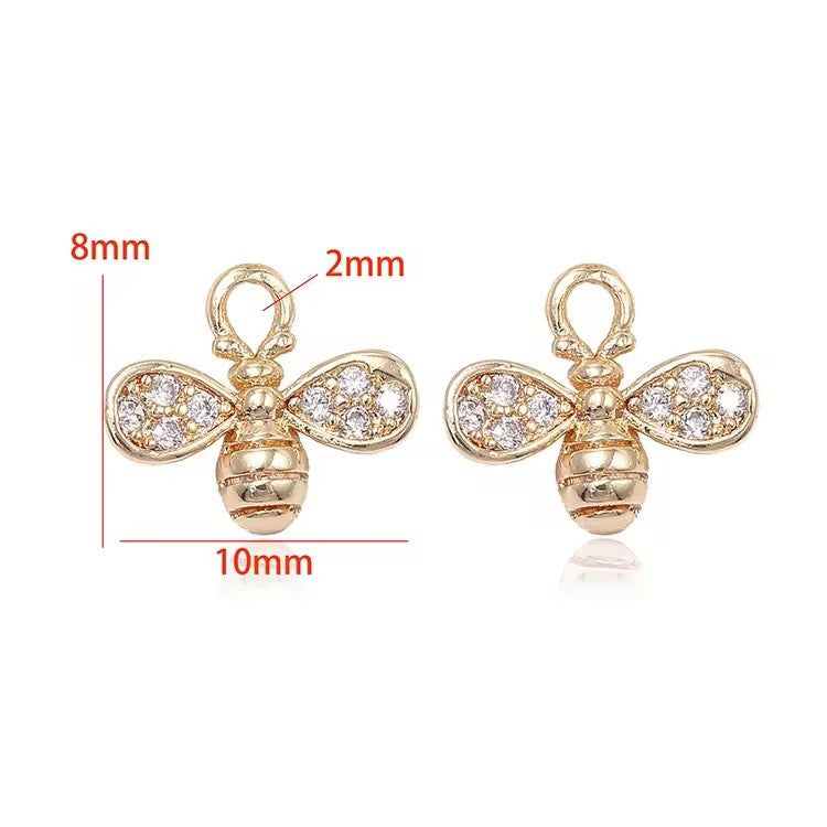 CZ 2281 Bee Zircon 14k gold plated charm ( 1 pc ) - anti tarnish