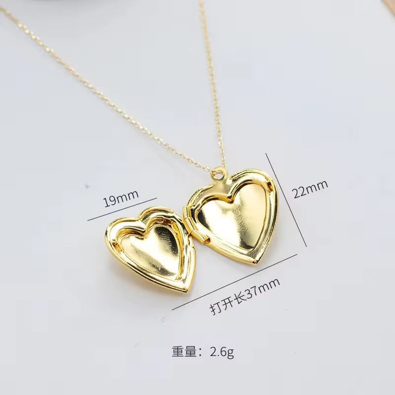 CZ 2282 Heart Locket pendant 14k gold plated charm ( 1 pc ) - anti tarnish