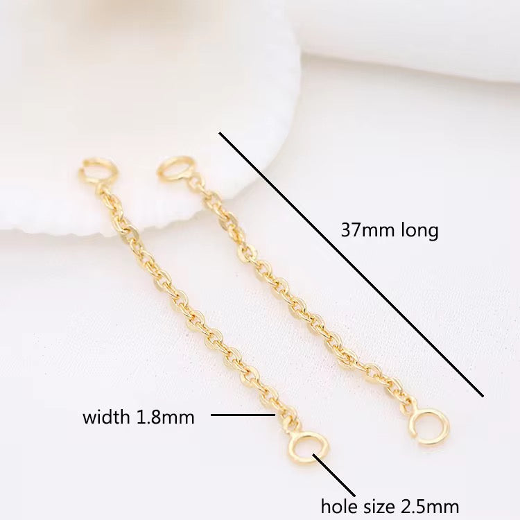 CZ 2285 simple ear line tassel connector 14k gold plated ( 1 pc ) - anti tarnish